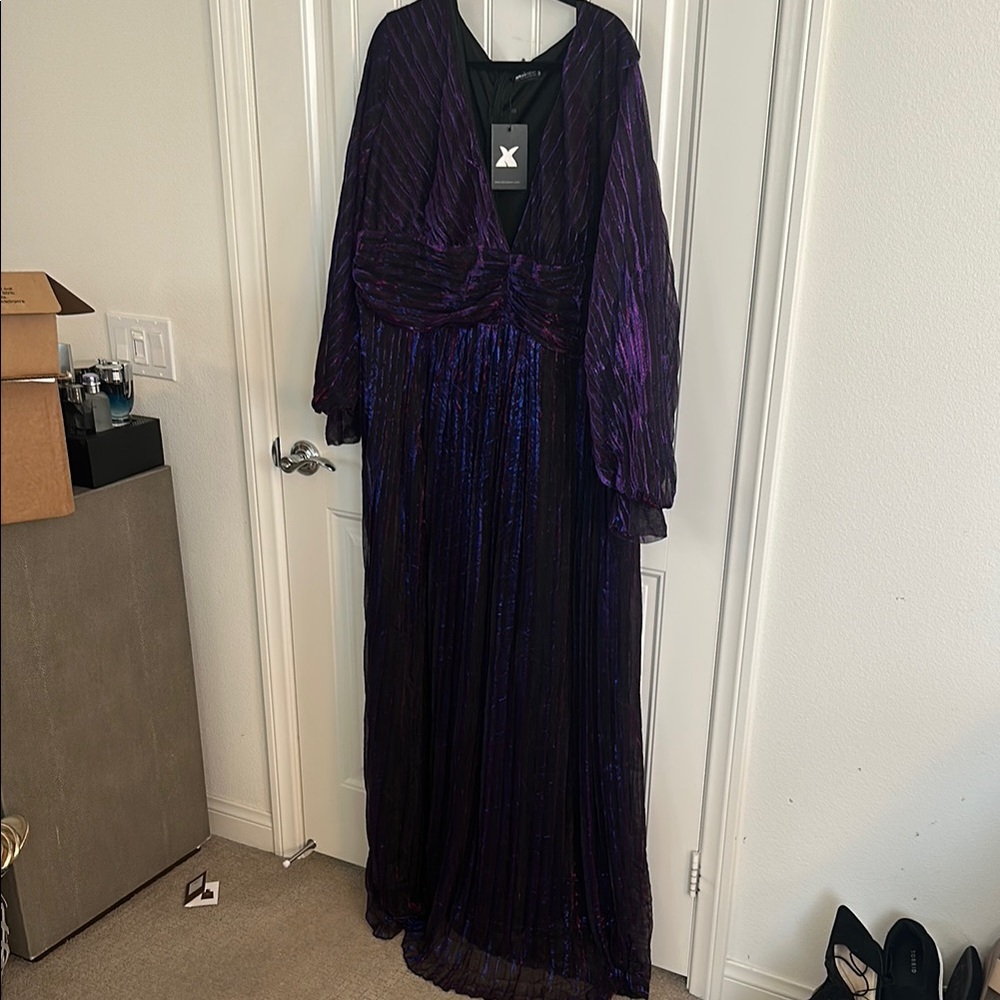 ASOS Purple Cowl Neck Bishop Sleeve Gown
